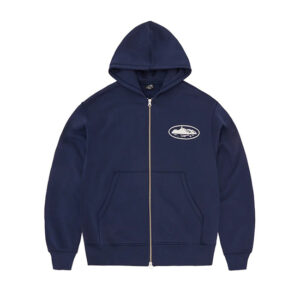 Corteiz Island Navy Blue Zipper Hoodie