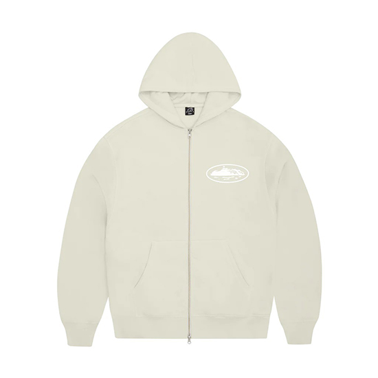 Pull Zippé Corteiz Island Blanc Cassé Corteiz Island Off-White Zipper Hoodie